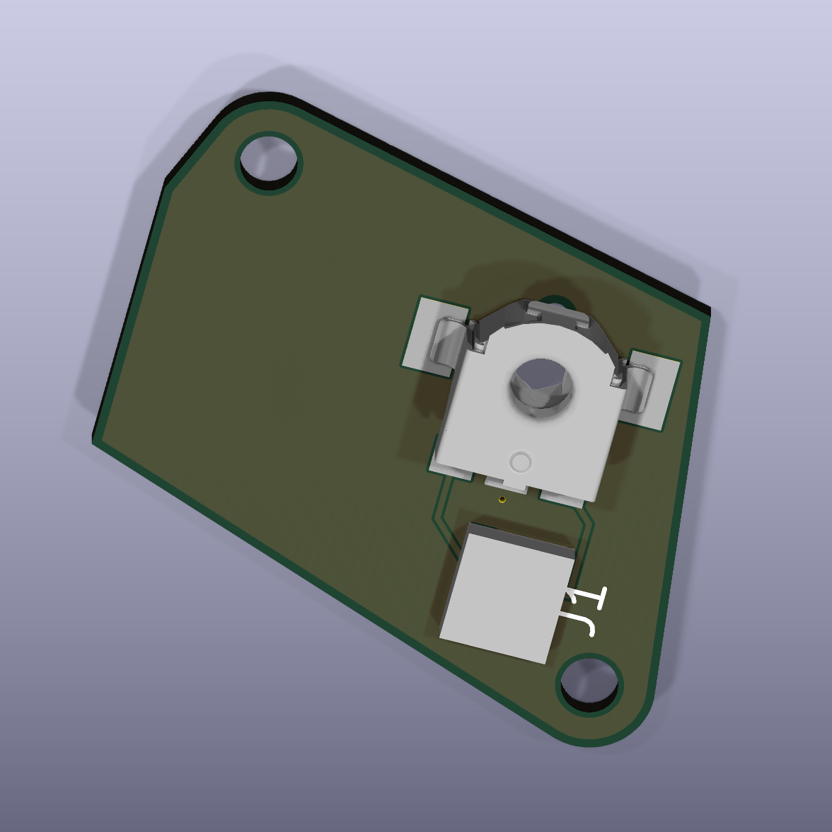 Rev A encoder PCB rendered from its KiCad design